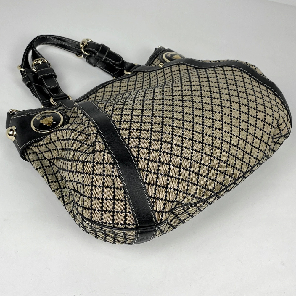 Gucci Shoulder Canvas Beige Diamante Bag Sukey Black Handbag
